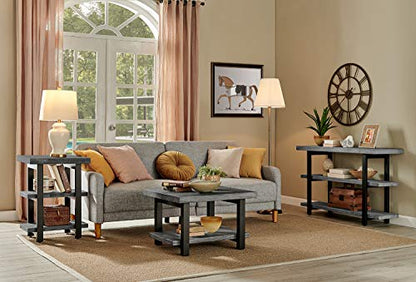 Alaterre Furniture Pomona Solid Wood 3-Tier End Table, Slate Grey, 20” | Small Side Table or Nightstand with Storage Shelf and Metal Legs, Rustic Farmhouse Furniture for Living Room & Bedroom - color: Slate Grey