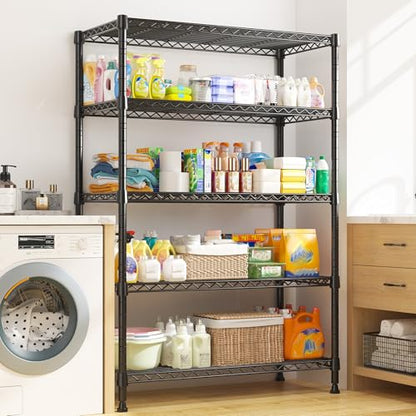 REIBII 5-Tire Storage Shelves, Wire Shelving Load 1000LBS Metal Shelves for Storage Adjustable Garage Shelving Unit Wire Shelf Rack Kitchen Storage Rack Pantry Shelves 31.5''W x 15.7'' D x 71''H - size: 5 Tier-15.7"D x 31.5"W x 71"H