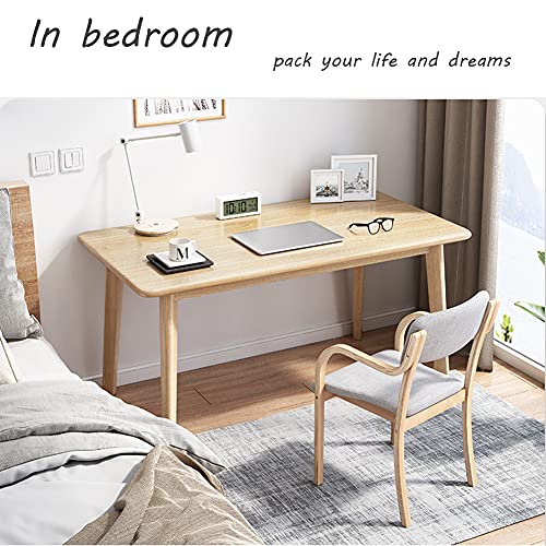 IOTXY Simple Wooden Writing Desk - Modern Minimalist Style PC Laptop Computer Workbench with Solid Wood Legs, 55" W Home Office Work Table for TV Stand Music Video Live Broadcast Workstation, Walnut | Nordic Minimalist Style, MDF Tabletop, Solid Wood Legs