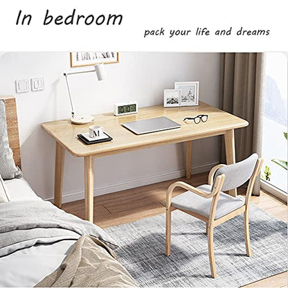 IOTXY Simple Wooden Writing Desk - Modern Minimalist Style PC Laptop Computer Workbench with Solid Wood Legs, 39" W Home Office Work Table for TV Stand Music Video Live Broadcast Workstation, Oak | Nordic Minimalist Style, MDF Tabletop, Solid Wood Legs, H