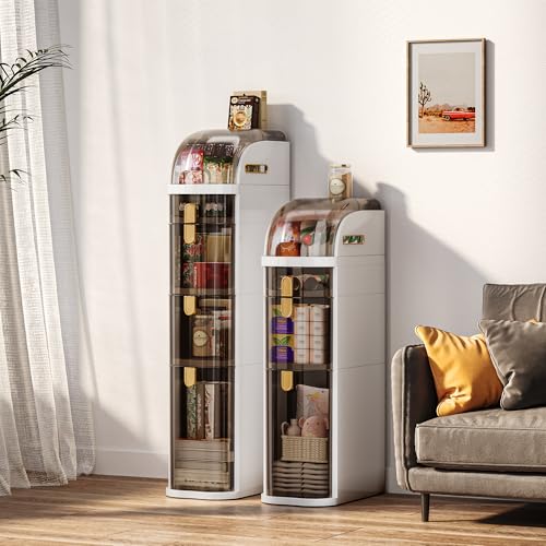 3-Tiers Slim Bathroom Storage Cabinet with Drawers & Tissue Box,Plastic Narrow Rolling Bathroom Tower Cart Waterproof & No Installation for Small Spaces Kitchen Laundry Living Room - size: 3-Tiers
