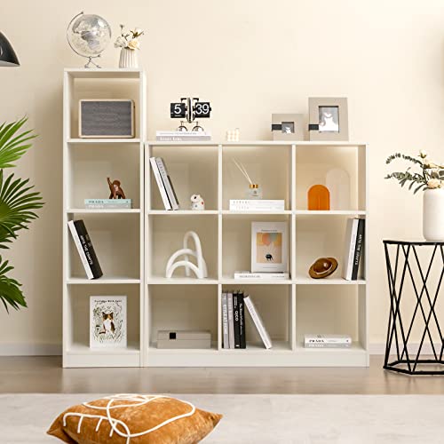 Tangkula 4 Cube Bookshelf, Freestanding 5 Tier Open Bookcase, Modern Cube Storage Organizer with Anti-toppling Device, Multipurpose Wooden Display Shelving for Living Room Study Office (1, 4-Cube) - size: 4-Cube