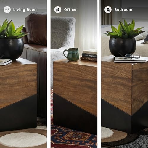 Signature Design by Ashley Trailbend Eclectic Accent End Table, Brown & Gunmetal