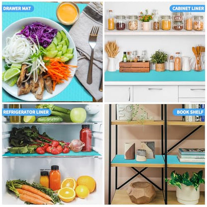 Bloss Blue Shelf Liner Non Adhesive Drawer Liners 12 x 236 inch BPA Free Waterproof Drawer Mat for Kitchen, Cabinets, Bathroom, Cupboard, Shelves - color: Blue, size: 12"W x 236"L
