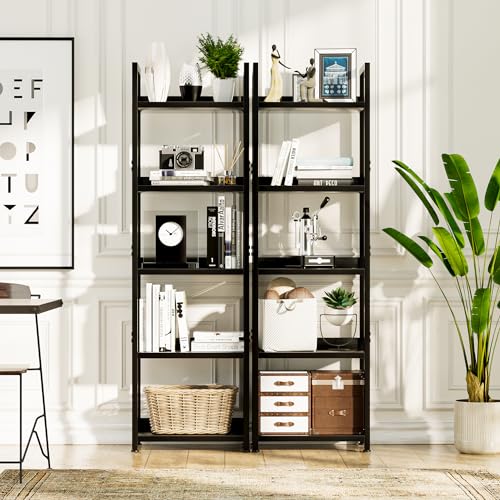 NUMENN Narrow Bookshelf, 5 Tier Bookshelves, Home Office Bookcase Shelf Storage Organizer, Free Standing Storage Shelving Unit for Bedroom, Living Room and Home Office, Black | Open Storage Bookcase, Home Office Display Shelf Organizer for Bedroom&Living