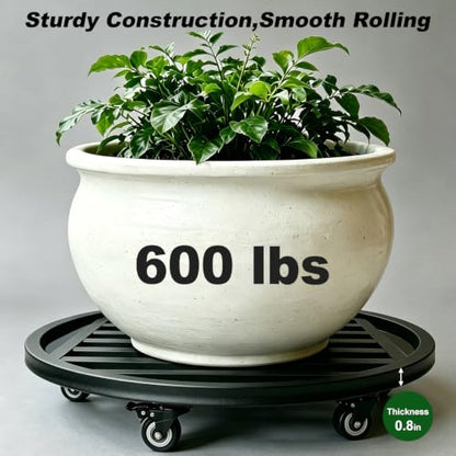 22" Round Plant Stand with Wheels Heavy Duty,Large Metal Plant Caddy Indoor Outdoor Use,Rolling Plant Dolly with Industrial Casters,Rust-Proof Black Plant Tray for Large Planters Pots,1-Pack - size: 22-Inch (1-Pack)