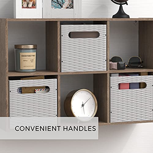ClosetMaid 5439 Collapsible Mini Storage Bin with Two Handles, 2-Pack, Gray Wicker, 2 Pack - color: Gray Wicker