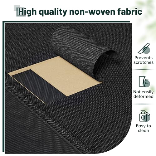 EnHomee 17.8" W Nightstand, End Table with Fabric Drawers and Open Wood Shelf Storage,Safety Netting on 2 Sides of Night Stand,Bedside Table with Metal Frame for Bedroom,Closet, Dorm,Black and Gray - color: Black and Gray