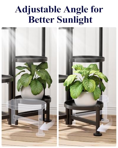 Kitsure Plant Stand Indoor & Outdoor - 5-Tier Plant Shelf with Deep Trays | Deep Trays & Leveling Feet, Easy Assembly, Space-Saving Tiered Plant Stand, for Bedroom, Living Room, Porch