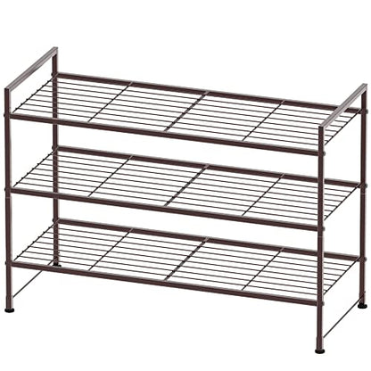 Simple Houseware 3-Tier Stackable Shoes Rack Storage Shelf, Bronze - color: Bronze, style: Wired Grid Panel