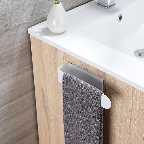 Taozun White Towel Rack Adhesive Hand Towel Holder Towel Bar Towel Ring | Durable Stainless Steel, Rust Free, No Drilling, For Bathroom/Kitchen/RV/Apartmen, Stick on Wall/Cabinet, 7.9 Inch - color: White, size: 8-inch