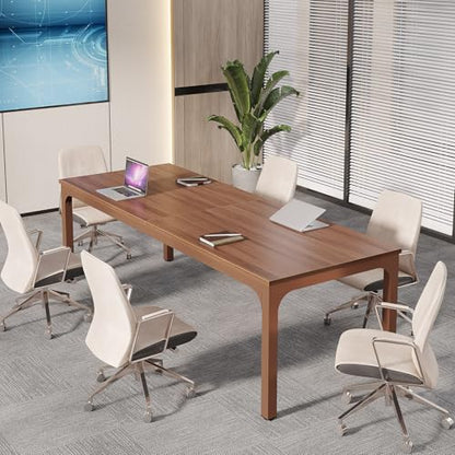 Tribesigns 6.5 FT Conference Room Table, 78.74" W x 27.56" D Large Office Conference Table, Modern Seminar Meeting Table Desk for Boardroom, Meeting Room (1, Walnut) - color: Walnut