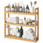 Bamboo Organizer Rack - Adjustable 3-Tier Storage Shelf, Wall Mounted or Over The Toilet, Living Room, Kitchen (Natural) - color: Natural