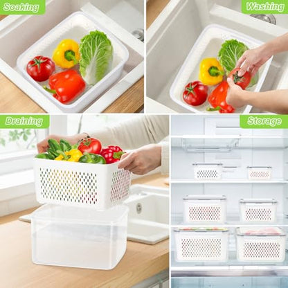 12 Pieces Fruit Storage Containers For Fridge with Removable Colanders | 6 Pack BPA-Free Fresh Food Containers with Airtight Lids Fresh for Fruit Berry Produce Vegetable, Dishwasher & Microwave Safe - color: 6 Sets/12 Pcs - S