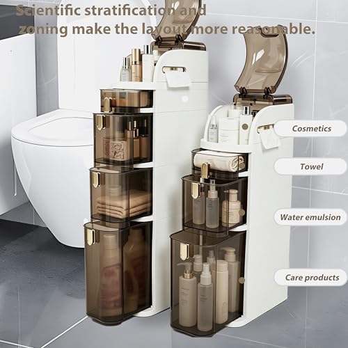 BGYMF 4-Tier Slim Bathroom Storage Cabinet,Slim Cabinet for Bathroom,Narrow Movable Bathroom Storage Organizer for Small Spaces,Bathroom,Kitchen,Living Room - size: Slim 4 Tiers