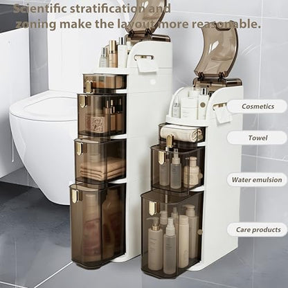 BGYMF 3-Tier Slim Bathroom Storage Cabinet,Slim Cabinet for Bathroom,Narrow Movable Bathroom Storage Organizer for Small Spaces,Bathroom,Kitchen,Living Room - size: Slim 3 Tiers