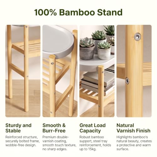 Wisuce Bamboo Shelf Indoor, 2 Tier Window Tall Stand Table for Multiple Plants…