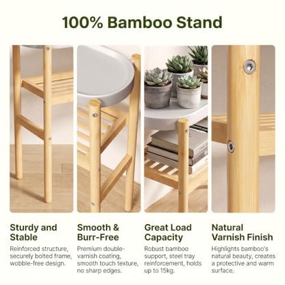 Wisuce Bamboo Shelf Indoor, 2 Tier Window Tall Stand Table for Multiple Plants…