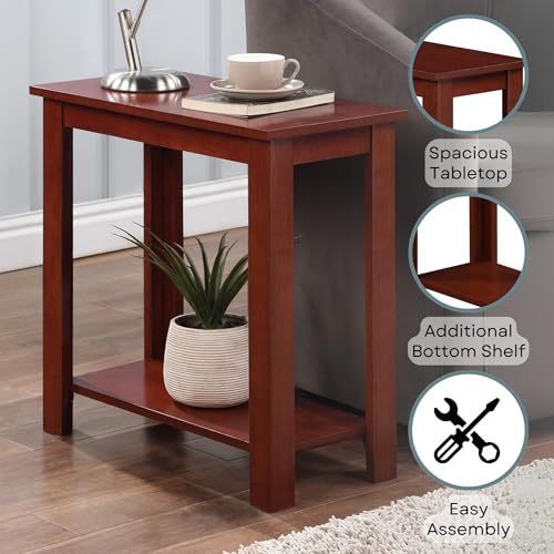 Convenience Concepts Designs2Go Baja Chairside End Table 23.75"- Modern Living Room Table with Storage Shelf, Transitional Bedside Table, Mahogany - color: Mahogany
