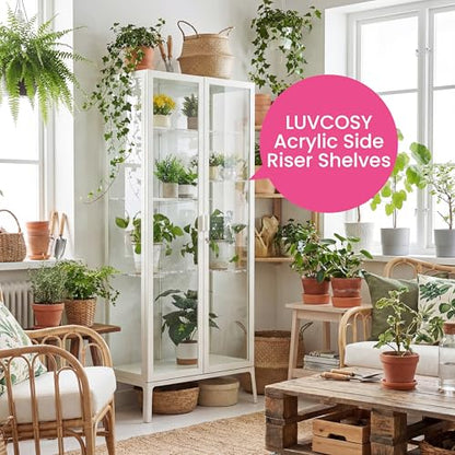 LUVCOSY 1 Pack Rectangular Acrylic Side Mount Bracket Shelf for IKEA Milsbo Tall & Wide Greenhouse Cabinet - 8mm Thick, Small Plant Display Shelf (Cabinet not included)