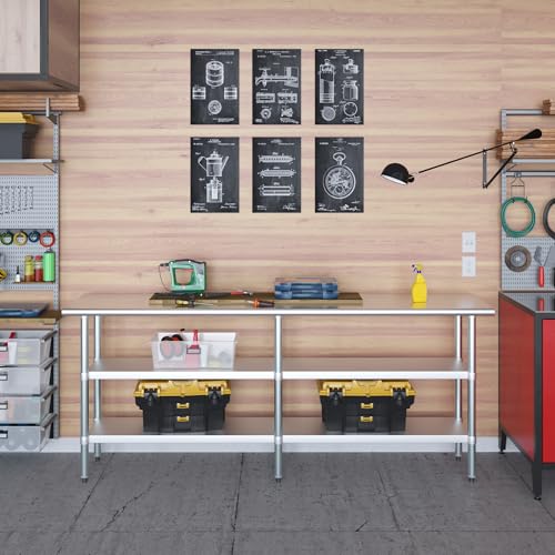 Stainless Steel Work Table with 2 Shelves | Metal Utility Table | Commercial & Residential NSF Utility (Stainless Steel Table with 2 Shelves, 84" Long x 18" Deep) - size: 84" Long x 18" Deep