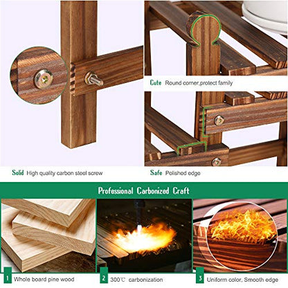 Wood Flower Stand Small Plant Stand Indoor Outdoor Plant Shelf Low Window Shelf for Plants Windowsill Plant Rack for Patio Balcony Hallway Garden (33.5”Long,Multiple Combination Way)