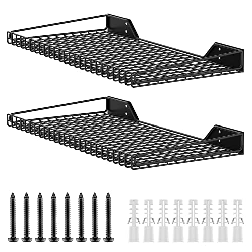 WALMANN 2 Pack Garage Wall Shelf, 23.5" x 12" Wall Mounted Storage Shelves for Garage, Closet, Laundry Room, Heavy Duty Wall Shelving, Holds Up to 65 lbs(Black) - color: Black