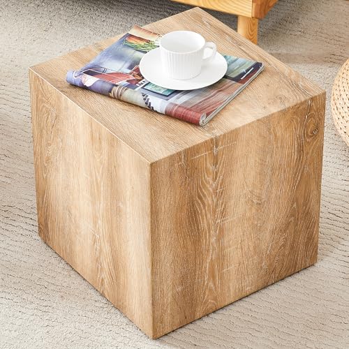 15.7" H Square Compact Coffee Table,Small Cube End Table,Modern Side Table with Stylish Wood Pattern,Minimalist Accent Table for Living Room,Office,Apartment,Nightstand(Wood,15.7") - color: Wood,15.7"h