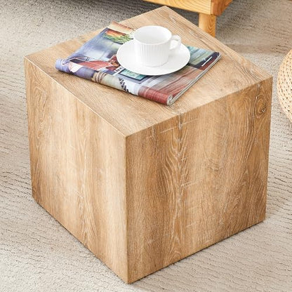 15.7" H Square Compact Coffee Table,Small Cube End Table,Modern Side Table with Stylish Wood Pattern,Minimalist Accent Table for Living Room,Office,Apartment,Nightstand(Wood,15.7") - color: Wood,15.7"h