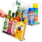 Sorbus Roll Out Bottle Organization Bins - 2 Sizes Pantry Under Sink Organizer with Wheels & Handles - Clear Plastic Organizing Containers for Cleaning Supplies - Kitchen Cabinet Laundry Room Storage - style: Square
