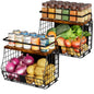 Magnetic Shelf for Fridge with Wood Top & Produce Basket – 2-in-1 Magnetic Spice Rack for Refrigerator – Space-Saving Kitchen Organizer for Fruits, Potatoes, and Onions (with Hooks) - size: 2pcs