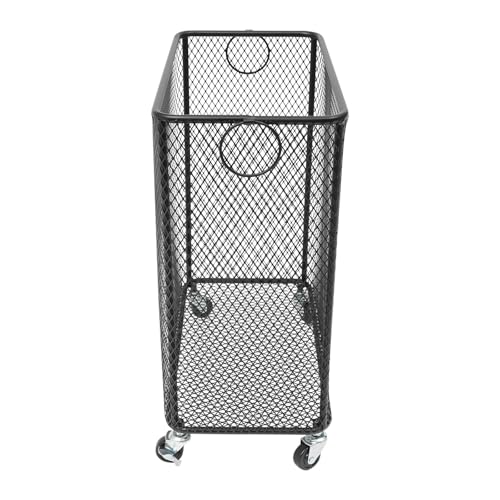 Rolling Laundry Basket, Large Capacity Metal Laundry Hamper with Wheels, Heavy Duty Iron Mesh Hamper Cart for Home Bathroom Bedroom Laundry Room (Black, Rectangular) - color: Black, size: Rectangular