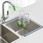 Seropy Roll Up Dish Drying Rack Over Sink Over The Sink Dish Drying Rack Kitchen Dish Drainer, Folding Dish Rack for Kitchen Sink Counter Stainless Steel Mat Foldable Dish Dryer Racks 17.5" x 13.7" - color: Gray, size: 17.5 x 13.7 in