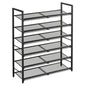 6 Tier Metal Shoe Rack, Tall Shoe Organizer Holds 24-30 Pairs, with Adjustable Flat or Angled Shelves, Shoe Storage Shelf for Closet, Entryway, Garage, Black - size: 6-Tier