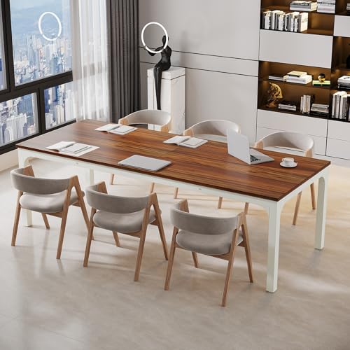 Tribesigns 6.5 FT Conference Room Table, 78.74" W x 27.56" D Large Office Conference Table, Modern Seminar Meeting Table Desk for Boardroom, Meeting Room (1, Brown and White) - color: Brown and White