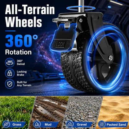 Wagons Carts Foldable, 500 lb 220L Collapsible Wagon with Brakes | Folding Wagon Cart with brakes, compact folding design and large storage for camping, groceries, sports and outdoor hauling - size: 500LB