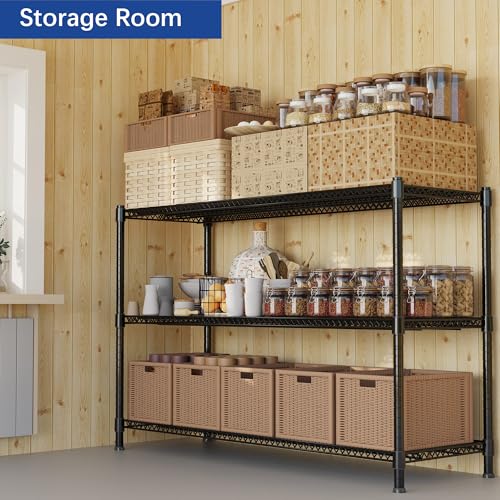 REGILLER 3-Wire Shelf Adjustable Heavy Duty Storage Shelves,Metal Organizer Wire Rack for Laundry Bathroom Kitchen Pantry Closet Garage Shelving(Black,24" Dx59.6 Wx47.6 H) - size: 3tier 24"D x 59.6"W x 47.6"H