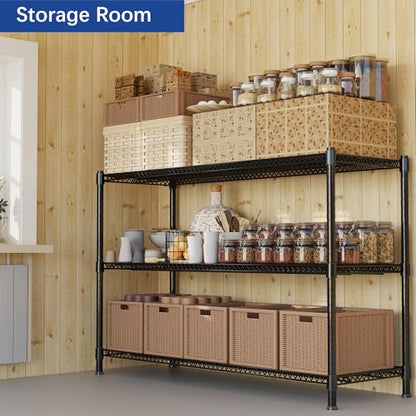 REGILLER 3-Wire Shelf Adjustable Heavy Duty Storage Shelves,Metal Organizer Wire Rack for Laundry Bathroom Kitchen Pantry Closet Garage Shelving(Black,24" Dx59.6 Wx47.6 H) - size: 3tier 24"D x 59.6"W x 47.6"H