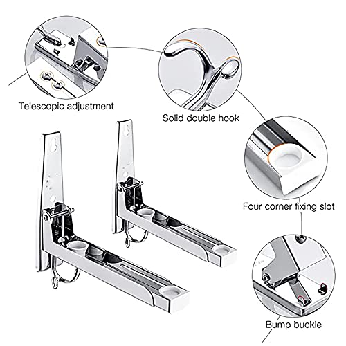 Hovico Stainless Steel Microwave Oven Rack,Retrackable Foldable Microwave Oven Wall Mounted Stand Holder Rack Bracket With Removable Hook - color: Style B
