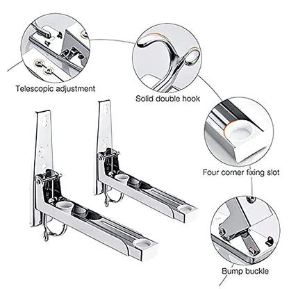 Hovico Stainless Steel Microwave Oven Rack,Retrackable Foldable Microwave Oven Wall Mounted Stand Holder Rack Bracket With Removable Hook - color: Style B