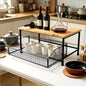 Microwave Stand, Kitchen Counter Top Organizer (Black) | kitchen Shelf Duty Stand , with Bottom Foldable Storage Basket, Small Storage Microwave Shelf - color: Black