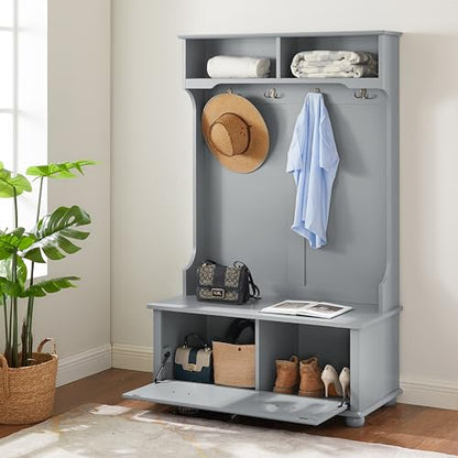BROVAVE 64" 4-in-1 Multifunctional Small Storage Cabinet, Storage Cabinets with Premium MDF & Solid Wood, Tool Cabinet Tool-Free Assembly for Entryway & Living Room, Gray