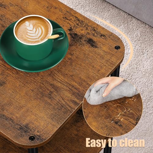 smusei Small End Table Stand 3 Tier Telephone Table Tall End Table 30 Inches High with Storage Shelves Bed Side Table Living Room Nightstand for Bedroom, Office, Sofa Couch, Rustic Brown - color: Brown