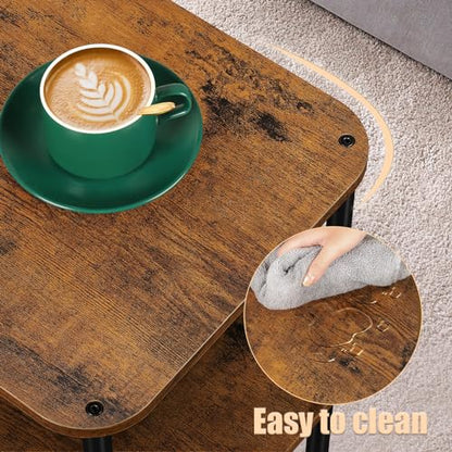 smusei Small End Table Stand 3 Tier Telephone Table Tall End Table 30 Inches High with Storage Shelves Bed Side Table Living Room Nightstand for Bedroom, Office, Sofa Couch, Rustic Brown - color: Brown