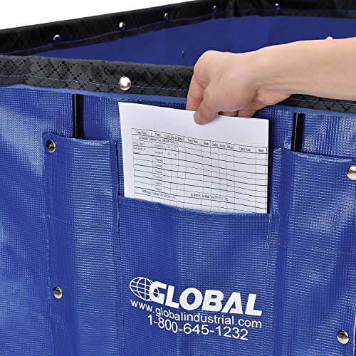 Global Industrial Vinyl Basket Bulk Truck, 16 Bushel Capacity, Blue | 40"L x 28-1/4"W x 37-1/2"H, Rolling Laundry Cart, Mail Handling Cart with Swivel Rubber Casters
