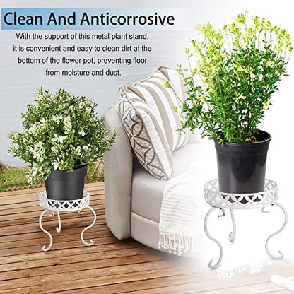 OwnMy Metal Round Plant Stand Rustproof Iron Flower Pot Holder, Indoor Outdoor Plant Stand Heavy Duty for Home, Garden, Patio, Modern Plant Stands Display Potted Rack (White) - color: White