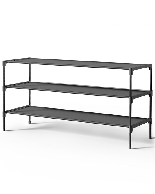 Kitsure Shoe Rack - Non-Woven Shoe Rack Shelf, 36.2" Wide - 3 Tier, Black | Shoe Organizer for Closet, Entryway, Garage, Stackable Shoe Shelves, college dorm&apartment essentials - color: Black, size: 36.2" Wide - 3 Tier