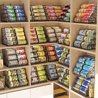 JKsmart 6 Pack Stackable Can Organizer for Pantry with Adjustable Dividers, Soda Can Organizer, Can Storage Dispenser Holds up to 84 Cans, Metal Wire Baskets Can Holder for Kitchen Cabinet Pantry - size: S-(6 pack)
