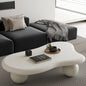 47.2” Cloud Coffee Table with 3 Ball Legs, Modern Irregular Center Table for Living Room, Low Cute Small MDF Tea Table for Bedroom, Space Apartment Cream White - color: Cloud-47" White