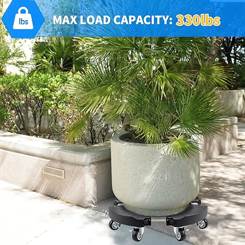 TreeGun 2 Pack Plant Caddy with Wheels Heavy Duty with 8 Lockable Casters, Rolling Plant Stand Adjustable for 8inch-22inch Outdoor Indoor Large Plant, Plant Stand with Wheels 500lbs Capacity - size: 2 PACK